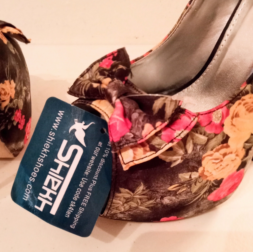SALE🎁NWT🎁FREE GIFT INCLUDED🎁Stiletto Platform Peep Toe High Heel Double Bow - Picture 13 of 14